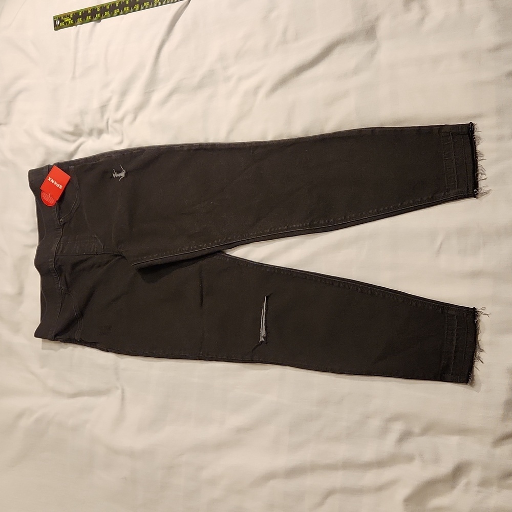 Spanx‎ High Rise Distressed Denim Legging Women's M Vintage black NWT